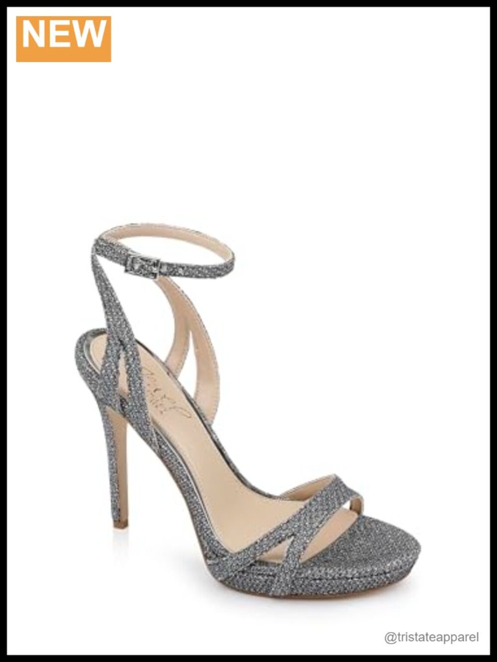 Shimmering Platform Stiletto Heeled Sandals with Ankle Strap